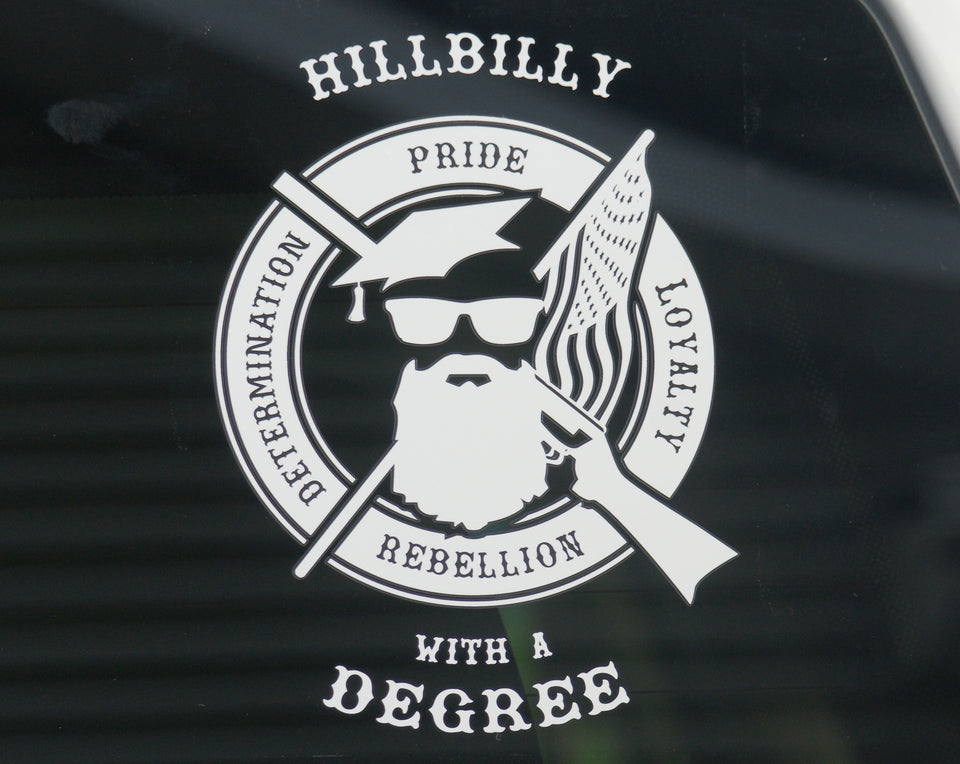 Hillbilly With a Degree window sticker